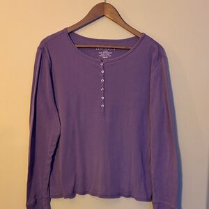 Lavender Long-Sleeve Henley Top